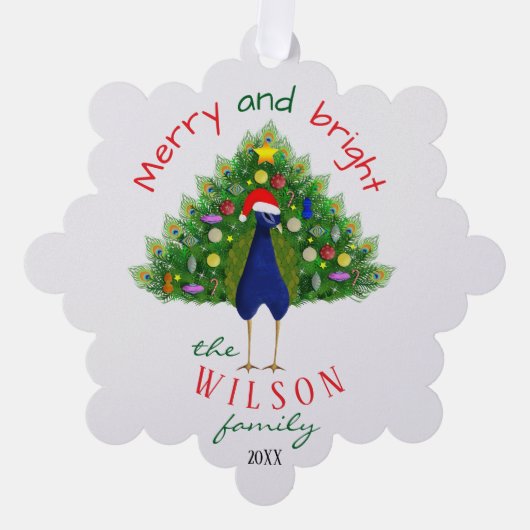 Cute Christmas Tree Peacock Paper Ornament Card (Voorkant)