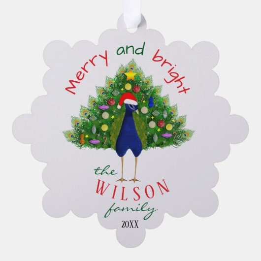 Cute Christmas Tree Peacock Paper Ornament Card (Achterkant)
