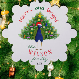 Cute Christmas Tree Peacock Paper Ornament Card