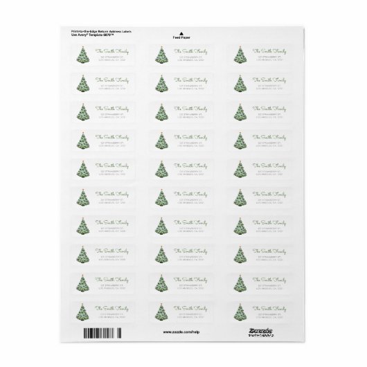 Cute Christmas Tree Return Address Etiket (Full Sheet)