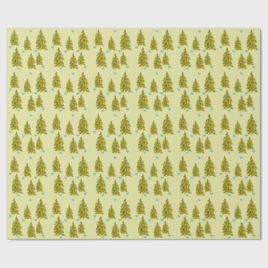 Cute Christmas Tree with Blue Birds 2 Cadeaupapier (Vlak)