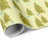 Cute Christmas Tree with Blue Birds 2 Cadeaupapier (Rol Hoek)