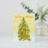 Cute Christmas Tree with Blue Birds Briefkaart (Staand voorkant)