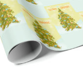 Cute Christmas Tree with Blue Birds Cadeaupapier (Rol Hoek)