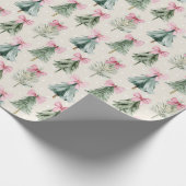 Cute Christmas Trees And Bows Cadeaupapier (Hoek)