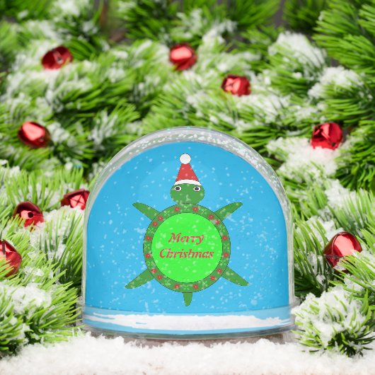 Cute Christmas Turtle with Flowery Shell Custom Sneeuwbol (Kerstmis)
