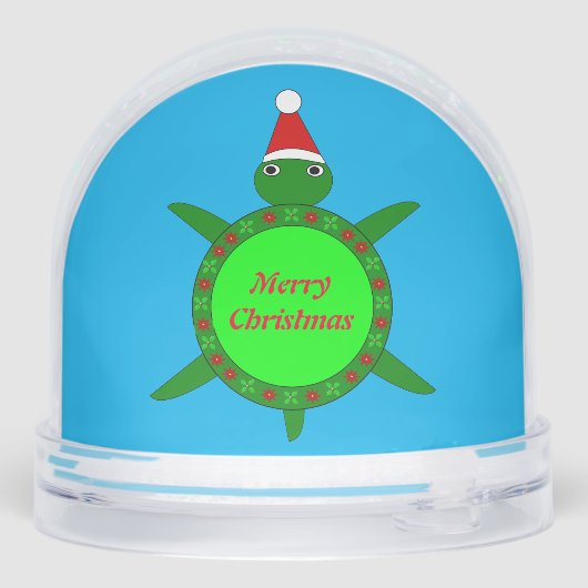 Cute Christmas Turtle with Flowery Shell Custom Sneeuwbol (Achterkant)