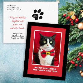 Cute Christmas Tuxedo Cat Postcard Feestdagenkaart