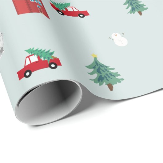 Cute Christmas Village Pattern Cadeaupapier (Rol Hoek)