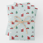 Cute Christmas Village Pattern Inpakpapier Vel (In situ)