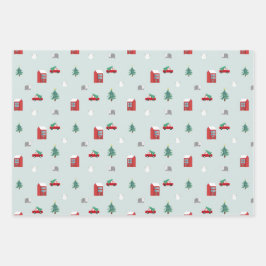 Cute Christmas Village Pattern Inpakpapier Vel