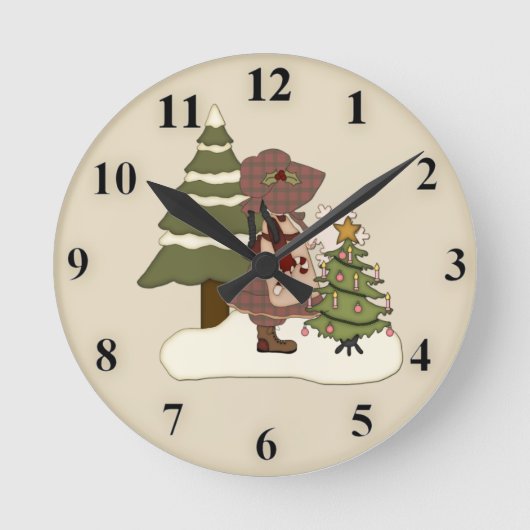 Cute Christmas Wall Clock Ronde Klok (Voorkant)