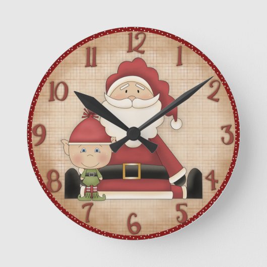 Cute Christmas Wall Clock Ronde Klok (Voorkant)