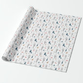 Cute Christmas Winter Animals & Elements Pattern. Cadeaupapier (Uitgerold)