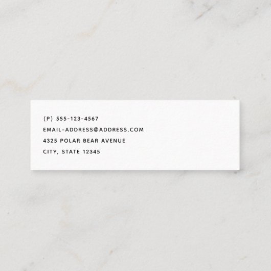 Cute Christmas Winter Animals Pattern Mini Busines Mini Visitekaartje (Achterkant)