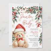 Cute Christmas Winter Teddy Bear Santa Baby Shower Kaart (Voorkant)
