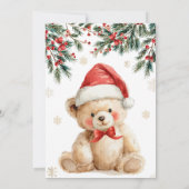 Cute Christmas Winter Teddy Bear Santa Baby Shower Kaart (Achterkant)