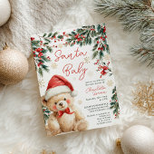 Cute Christmas Winter Teddy Bear Santa Baby Shower Kaart