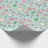 Cute Christmas with Snowmen and Candy Canes Cadeaupapier (Hoek)