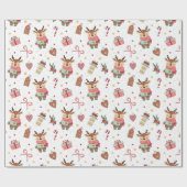 Cute Christmas Wrapping Paper With A Baby Deer  Cadeaupapier (Vlak)
