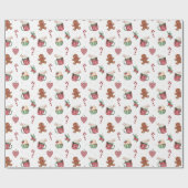 Cute Christmas Wrapping Paper With Gingerbread Cadeaupapier (Vlak)