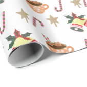 Cute Christmas Wrapping Paper with Hot Cocoa Joy Cadeaupapier (Rol Hoek)