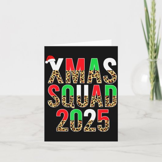 Cute Christmas Xmas Squad 2025 Leopard Print Famil Kaart (Voorkant)