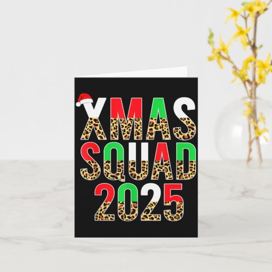Cute Christmas Xmas Squad 2025 Leopard Print Famil Kaart (Gele Bloem)