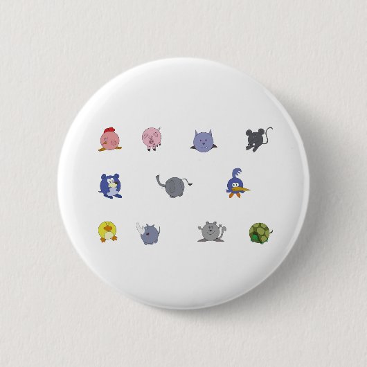 Cute Chubby Animals Ronde Button 5,7 Cm (Voorkant)