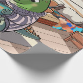 Cute Chubby Cartoon Dinosaur Reading Book Cadeaupapier (Hoek)