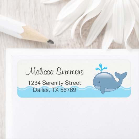 Cute Chubby Cartoon Whale Etiket (Insitu)