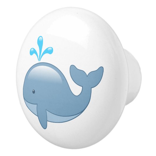 Cute Chubby Cartoon Whale Keramische Knop (Rechts)