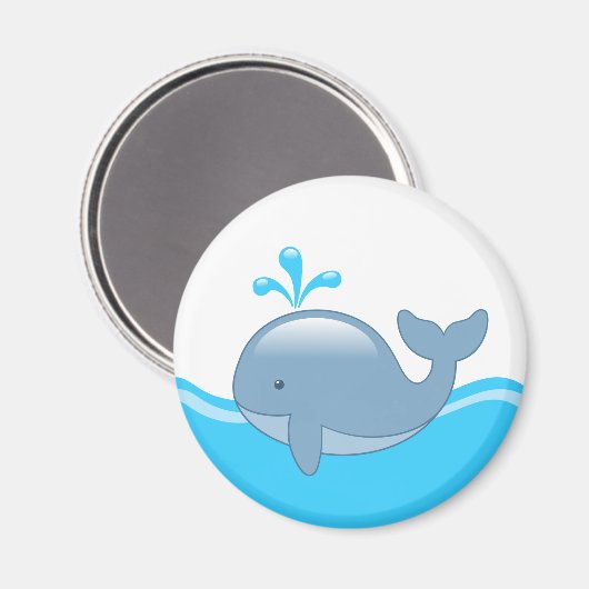 Cute Chubby Cartoon Whale Magneet (Voorkant / Achterkant)