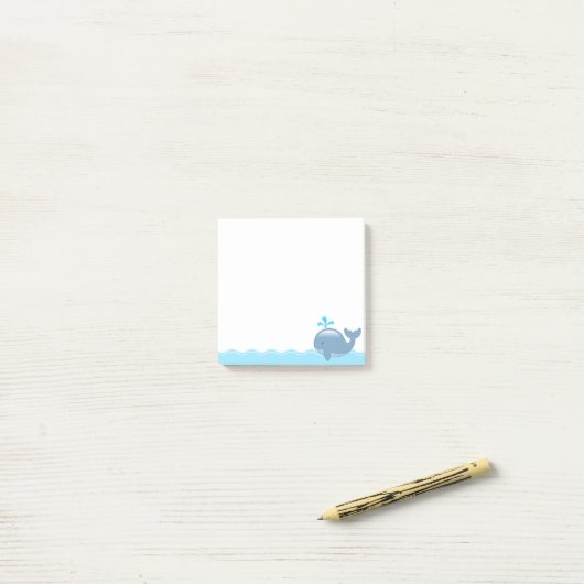 Cute Chubby Cartoon Whale Post-it® Notes (Op bureau)