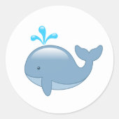 Cute Chubby Cartoon Whale Ronde Sticker (Voorkant)