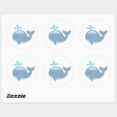 Cute Chubby Cartoon Whale Ronde Sticker (Vel)