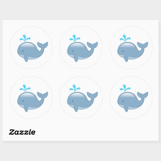 Cute Chubby Cartoon Whale Ronde Sticker (Vel)