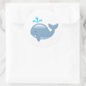 Cute Chubby Cartoon Whale Ronde Sticker (Tas)