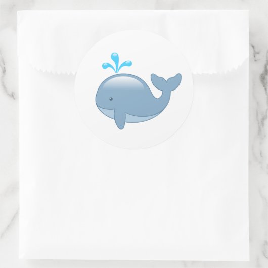 Cute Chubby Cartoon Whale Ronde Sticker (Tas)