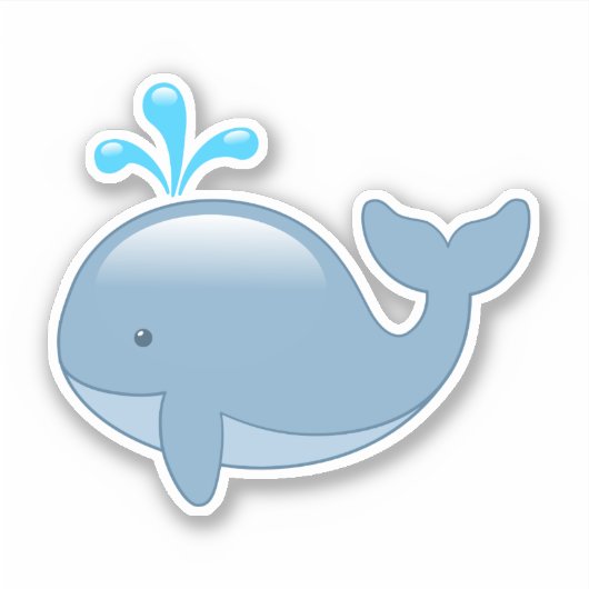 Cute Chubby Cartoon Whale Sticker (Voorkant)