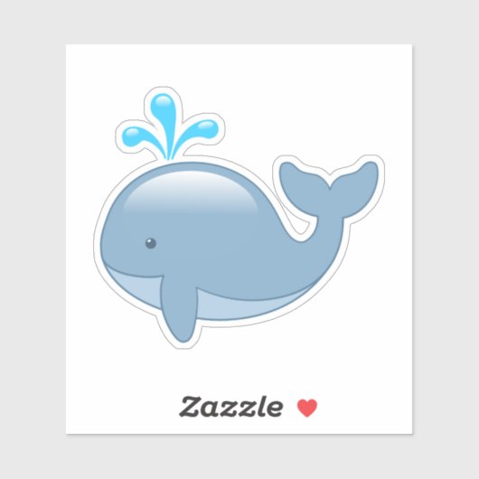 Cute Chubby Cartoon Whale Sticker (Vel)