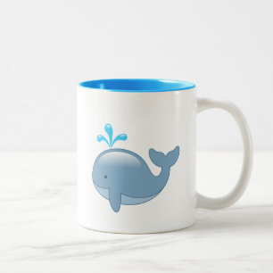 Cute Chubby Cartoon Whale Tweekleurige Koffiemok