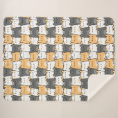 Cute Chubby Cat Doodle Sherpa Deken (Voorkant (horizontaal))