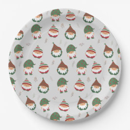 Cute Chubby Kerstmis Elves Pattern Papieren Bordje