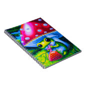 Cute chubby-kikker die een aardbeiachtig notitiebo notitieboek (Rechterzijde)