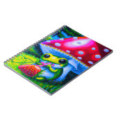 Cute chubby-kikker die een aardbeiachtig notitiebo notitieboek (Linkerzijde)