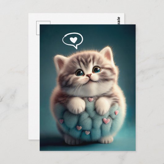 Cute Chubby Kitten houdt van je Briefkaart (Voorkant / Achterkant)
