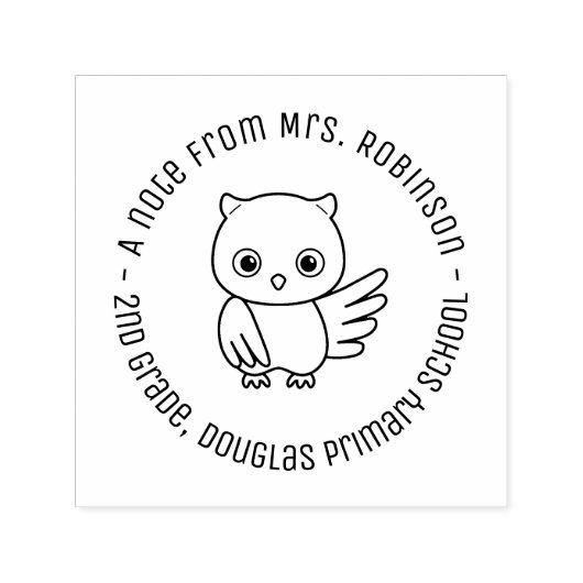 Cute Chubby Owl School Teacher Note 2 Zelfinktende Stempel (Design)