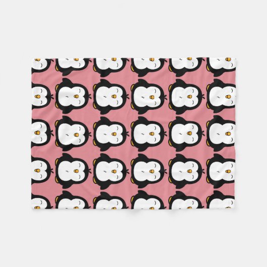 Cute Chubby Penguin Afbeelding Pattern Fleece Deken (Voorkant (Horizontaal))