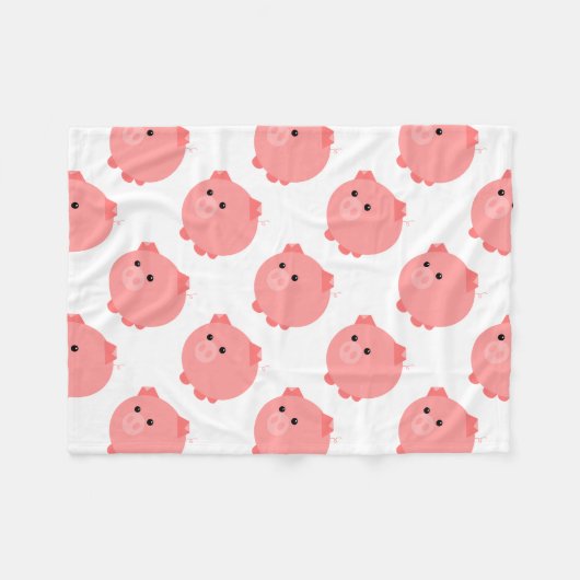Cute Chubby Pig Fleece Deken (Voorkant (Horizontaal))